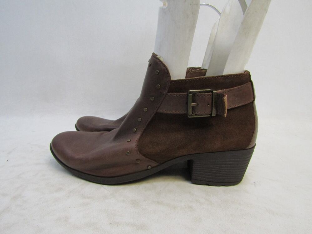 Boc Womens Size 7.5 M Brown Leather Zip Buckle Ankle Fashion Boots Bootie